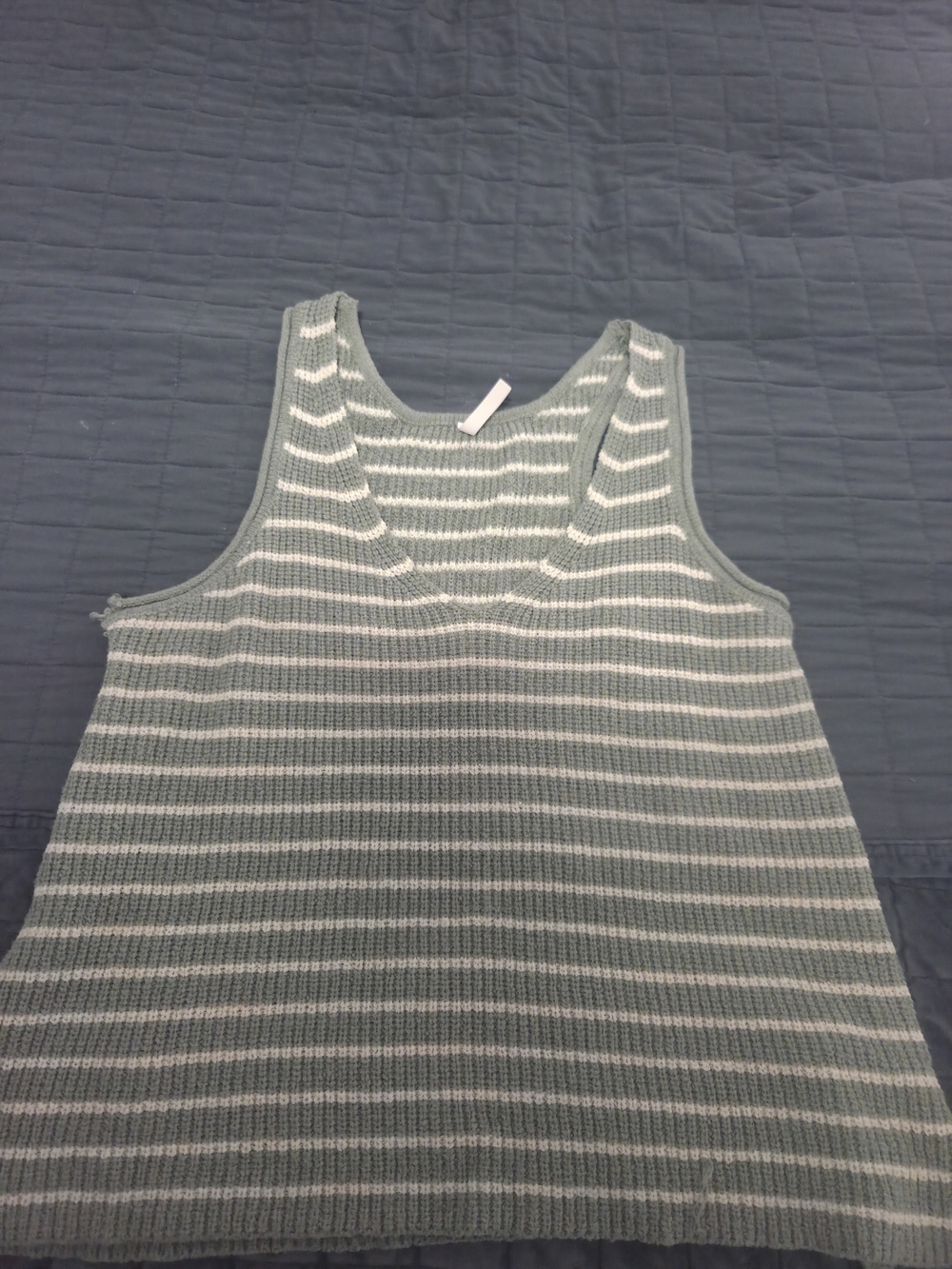 BE COOL Striped Knit Tank in Sage Green and White